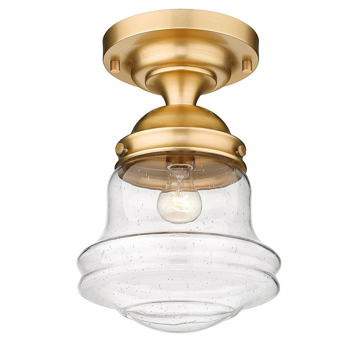 Z-Lite Vaughn 1 Light 16" Flush Mount, Heritage Brass/Clear Seedy