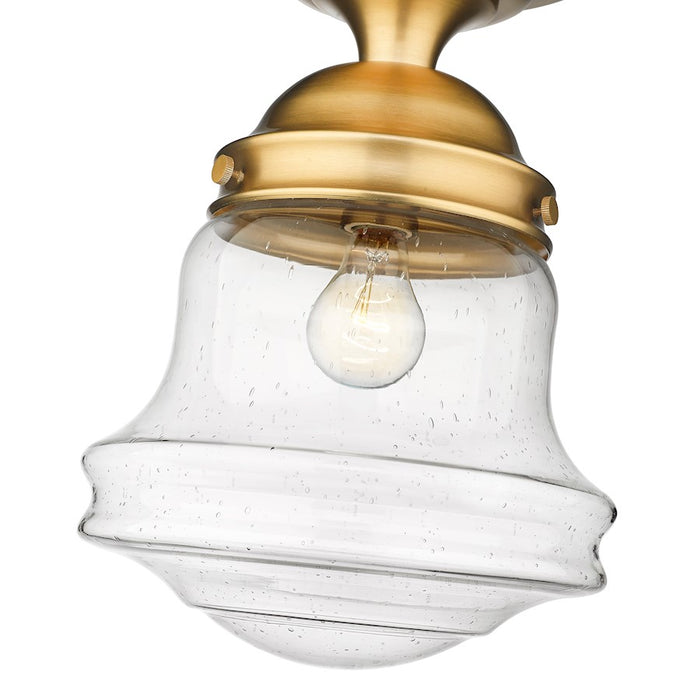 Z-Lite Vaughn 1 Light 16" Flush Mount, Heritage Brass/Clear Seedy