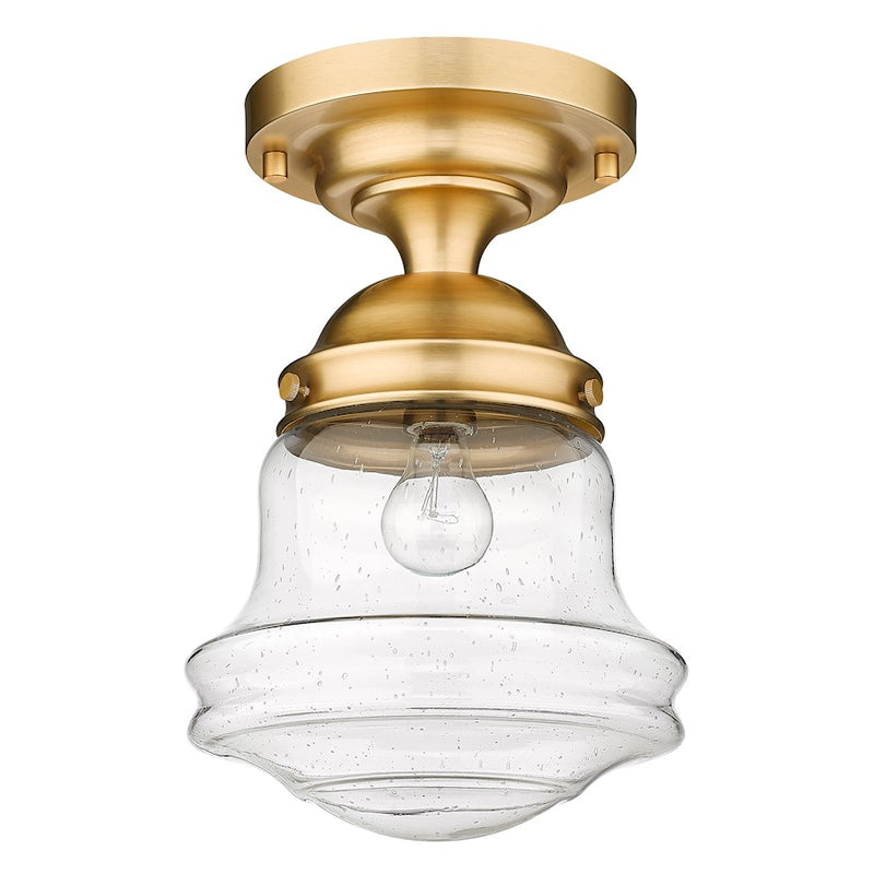 Z-Lite Vaughn 1 Light 16" Flush Mount, Heritage Brass/Clear Seedy