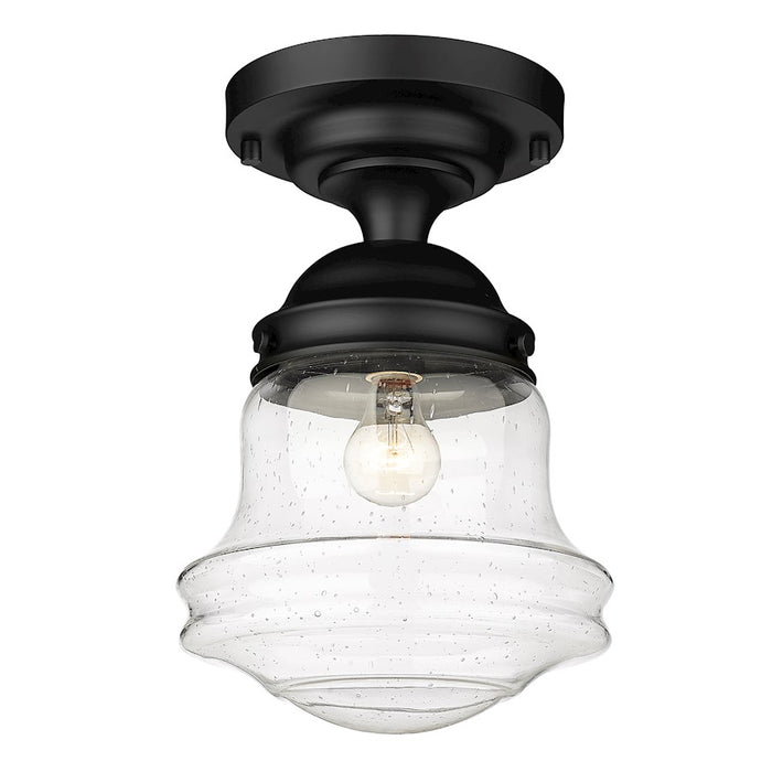Z-Lite Vaughn 1 Light 16" Flush Mount, Matte Black/Clear Seedy
