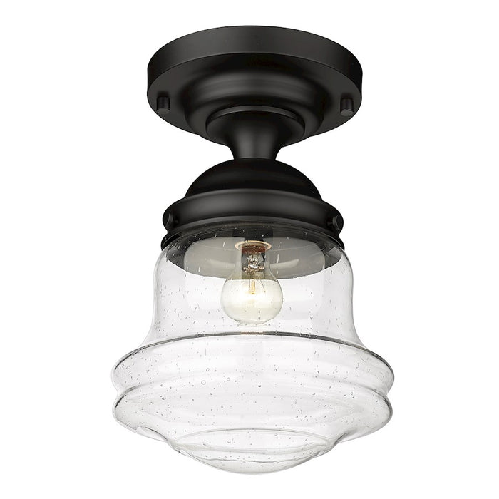 Z-Lite Vaughn 1 Light 16" Flush Mount, Matte Black/Clear Seedy