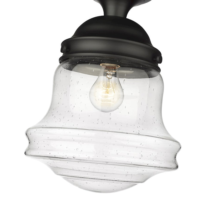Z-Lite Vaughn 1 Light 16" Flush Mount, Matte Black/Clear Seedy
