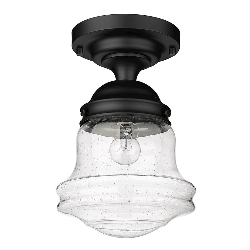 Z-Lite Vaughn 1 Light 16" Flush Mount, Matte Black/Clear Seedy