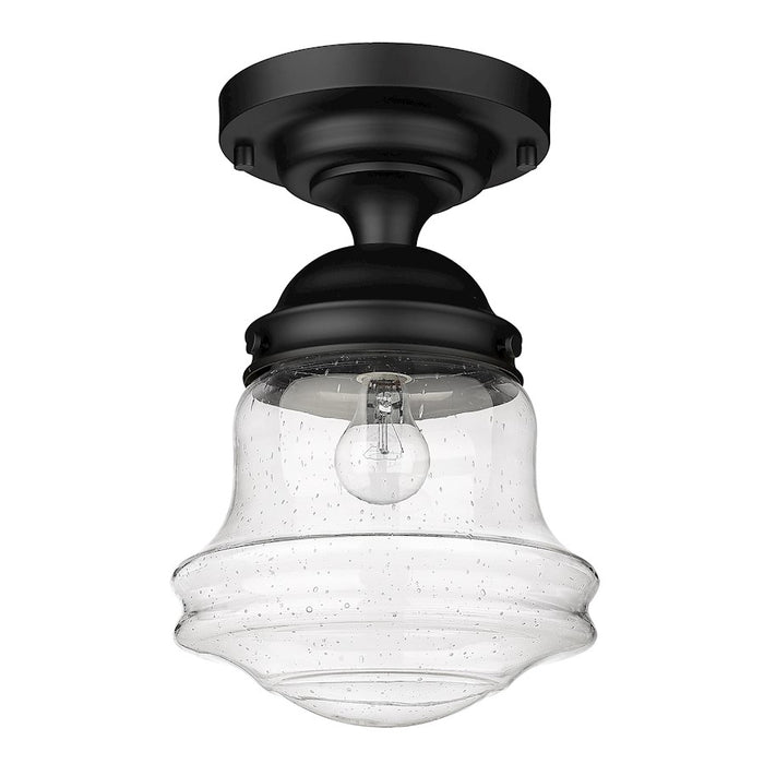 Z-Lite Vaughn 1 Light 16" Flush Mount, Matte Black/Clear Seedy