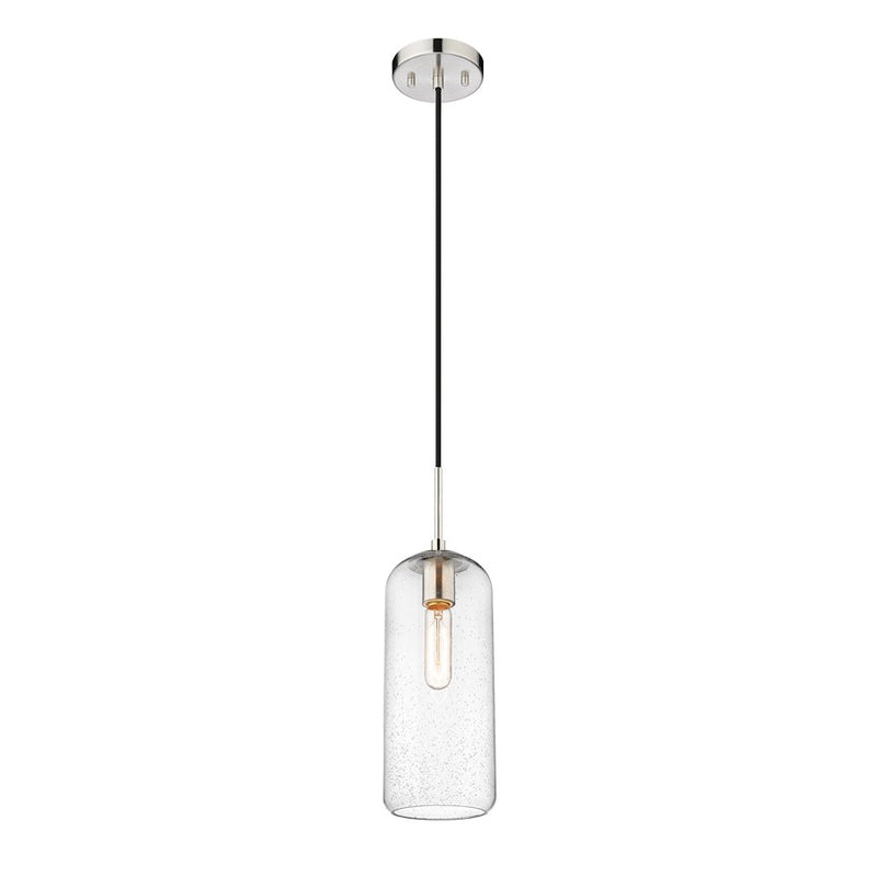 Z-Lite Monty 1 Light 17" Pendant, Brushed Nickel/Matte Opal