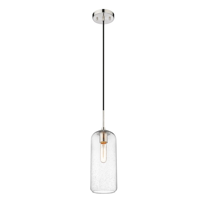 Z-Lite Monty 1 Light 17" Pendant, Brushed Nickel/Matte Opal