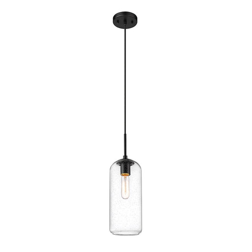 Z-Lite Monty 1 Light 17" Pendant, Matte Black/Matte Opal