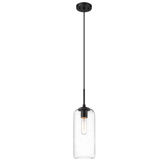 Z-Lite Monty 1 Light 17" Pendant, Matte Black/Matte Opal