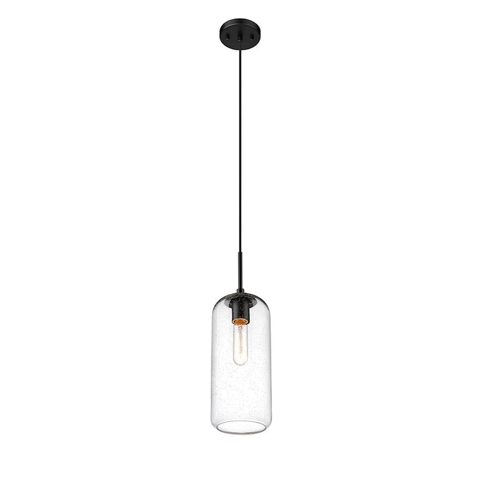 Z-Lite Monty 1 Light 17" Pendant, Matte Black/Matte Opal