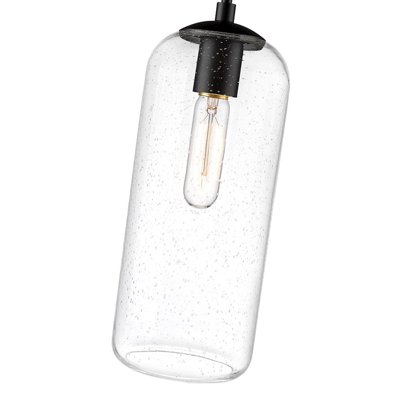 Z-Lite Monty 1 Light 17" Pendant, Matte Black/Matte Opal