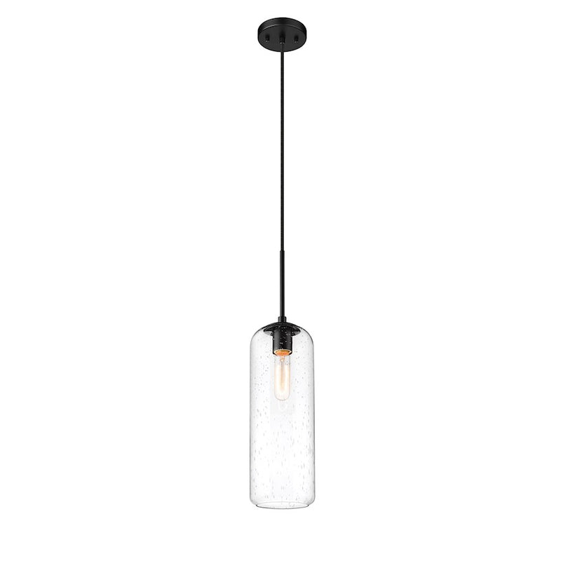 Z-Lite Monty 1 Light 22" Pendant, Matte Black/Matte Opal