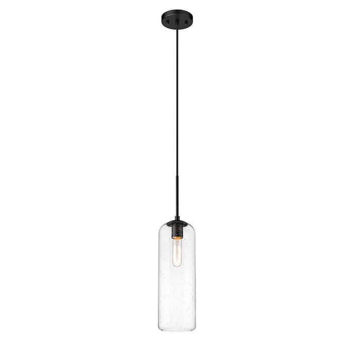 Z-Lite Monty 1 Light 22" Pendant, Matte Black/Matte Opal