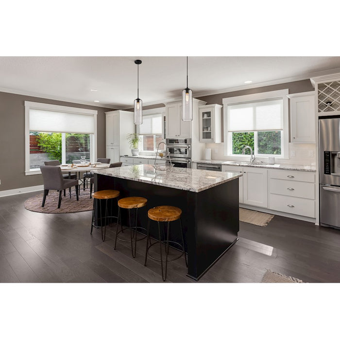 Z-Lite Monty 1 Light 22" Pendant, Matte Black/Matte Opal