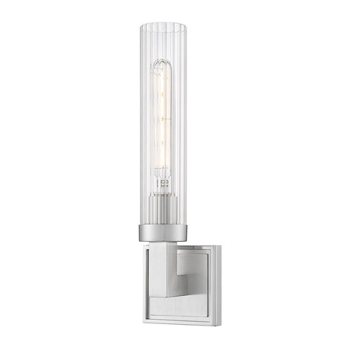 Z-Lite Beau 1 Light 4" Wall Sconce, Brushed Nickel/Clear Ribbed - 740-1S-BN