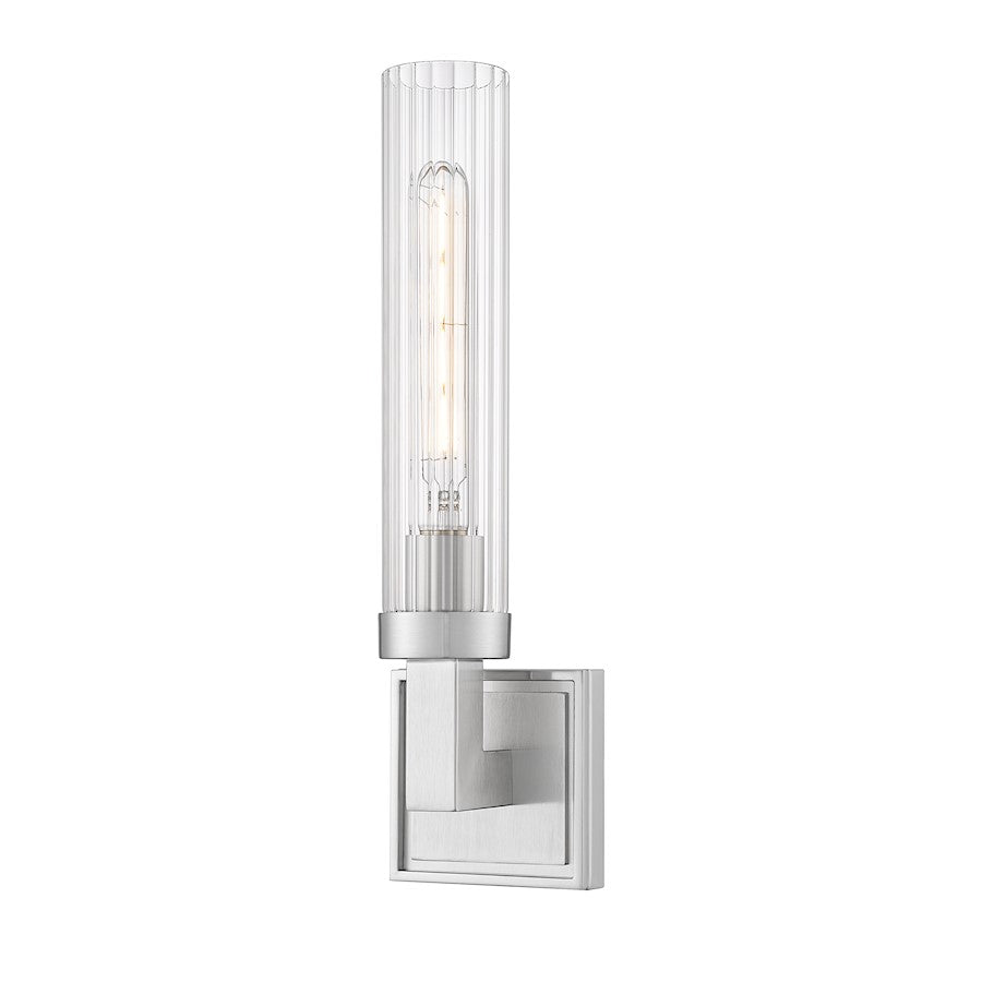 Z-Lite Beau 1 Light 4" Wall Sconce, Brushed Nickel/Clear Ribbed - 740-1S-BN