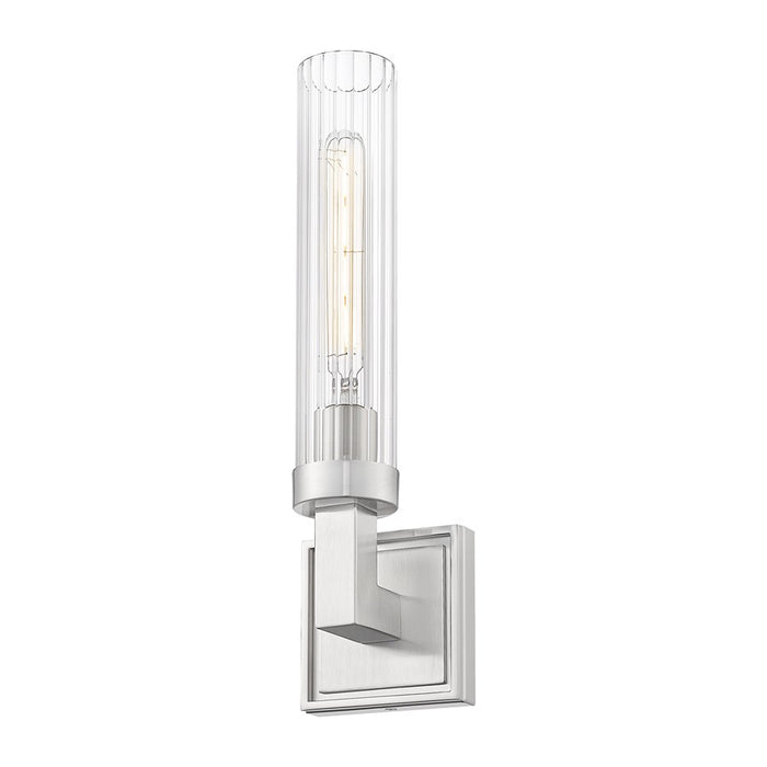 Z-Lite Beau 1 Light 4" Wall Sconce, Brushed Nickel/Clear Ribbed