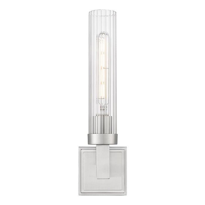 Z-Lite Beau 1 Light 4" Wall Sconce, Brushed Nickel/Clear Ribbed