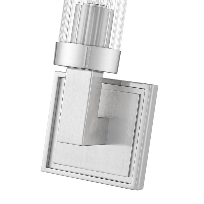 Z-Lite Beau 1 Light 4" Wall Sconce, Brushed Nickel/Clear Ribbed
