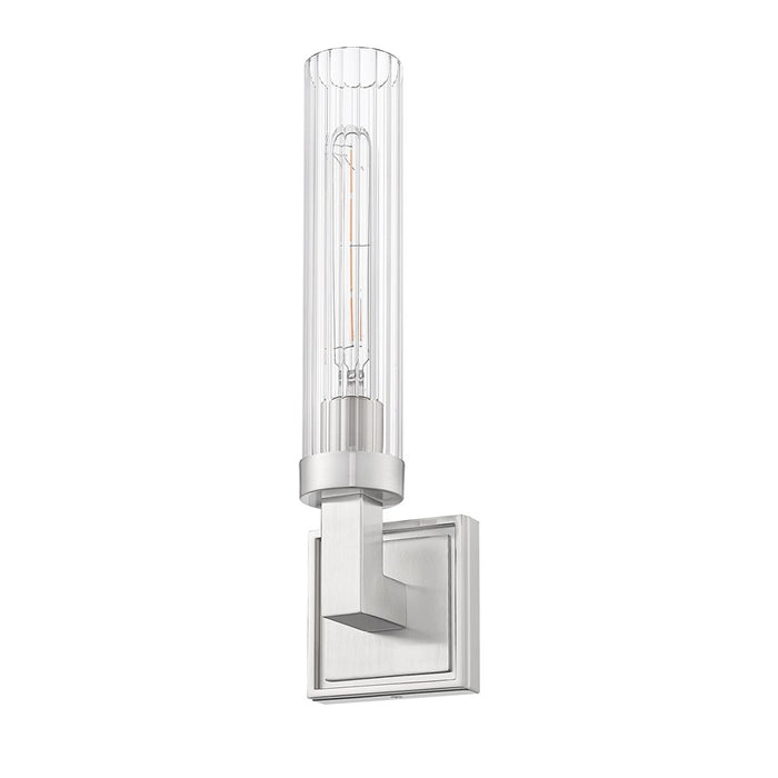 Z-Lite Beau 1 Light 4" Wall Sconce, Brushed Nickel/Clear Ribbed