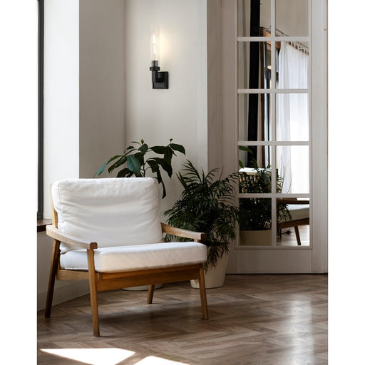 Z-Lite Beau 1 Light 4" Wall Sconce, Matte Black/Clear Ribbed