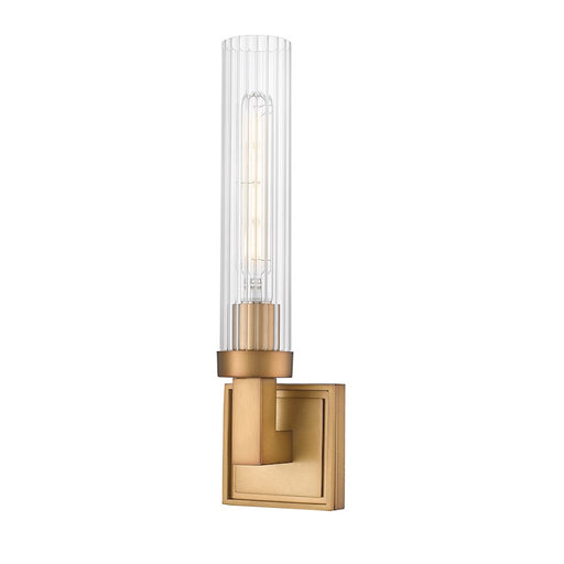 Z-Lite Beau 1 Light 4" Wall Sconce, Rubbed Brass/Clear Ribbed - 740-1S-RB