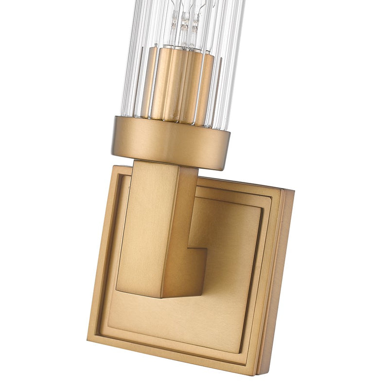 Z-Lite Beau 1 Light 4" Wall Sconce, Rubbed Brass/Clear Ribbed