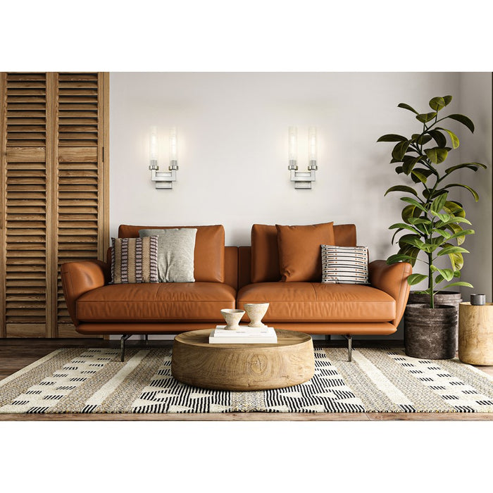 Z-Lite Beau 2 Light 17" Wall Sconce, Brushed Nickel/Clear Ribbed