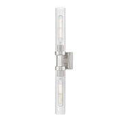 Z-Lite Beau 2 Light 27" Wall Sconce, Brushed Nickel/Clear Ribbed - 740-2W-BN