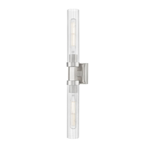 Z-Lite Beau 2 Light 27" Wall Sconce, Brushed Nickel/Clear Ribbed - 740-2W-BN