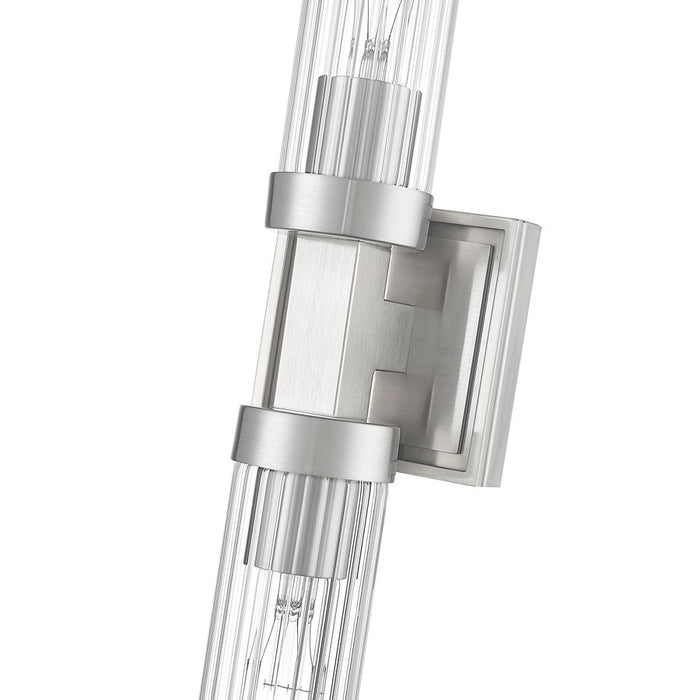 Z-Lite Beau 2 Light 27" Wall Sconce, Brushed Nickel/Clear Ribbed