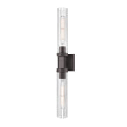 Z-Lite Beau 2 Light 4" Wall Sconce, Bronze/Clear Ribbed - 740-2W-BRZ