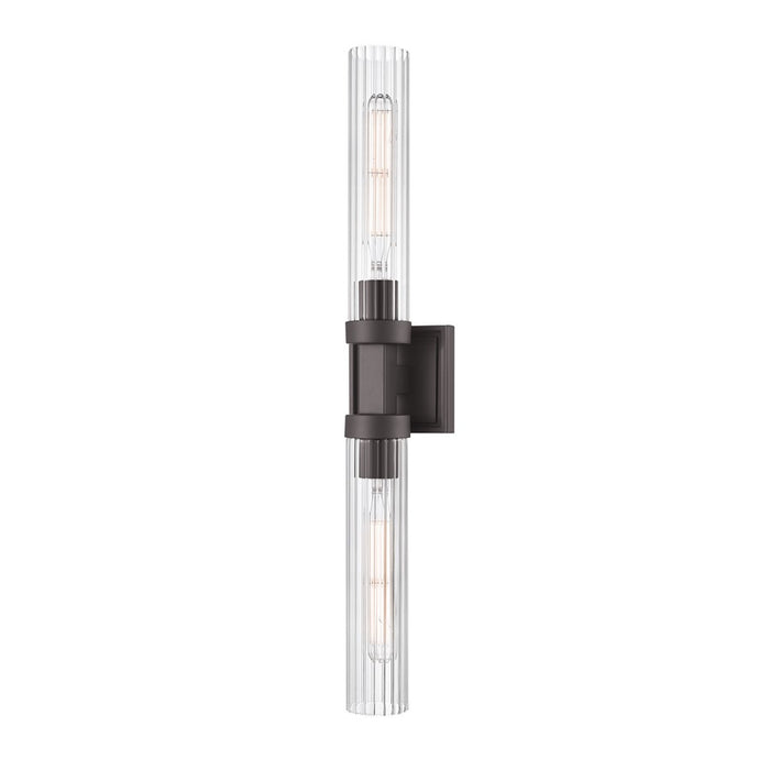 Z-Lite Beau 2 Light 4" Wall Sconce, Bronze/Clear Ribbed - 740-2W-BRZ