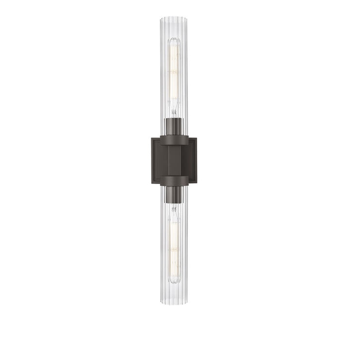 Z-Lite Beau 2 Light 4" Wall Sconce, Bronze/Clear Ribbed