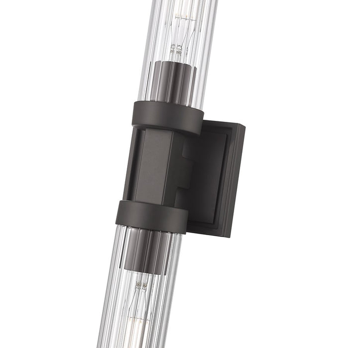 Z-Lite Beau 2 Light 4" Wall Sconce, Bronze/Clear Ribbed