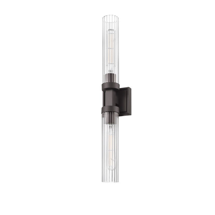 Z-Lite Beau 2 Light 4" Wall Sconce, Bronze/Clear Ribbed