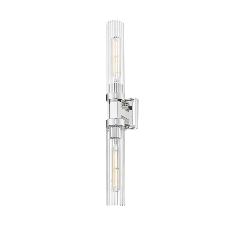 Z-Lite Beau 2 Light 4" Wall Sconce, Polished Nickel/Clear Ribbed