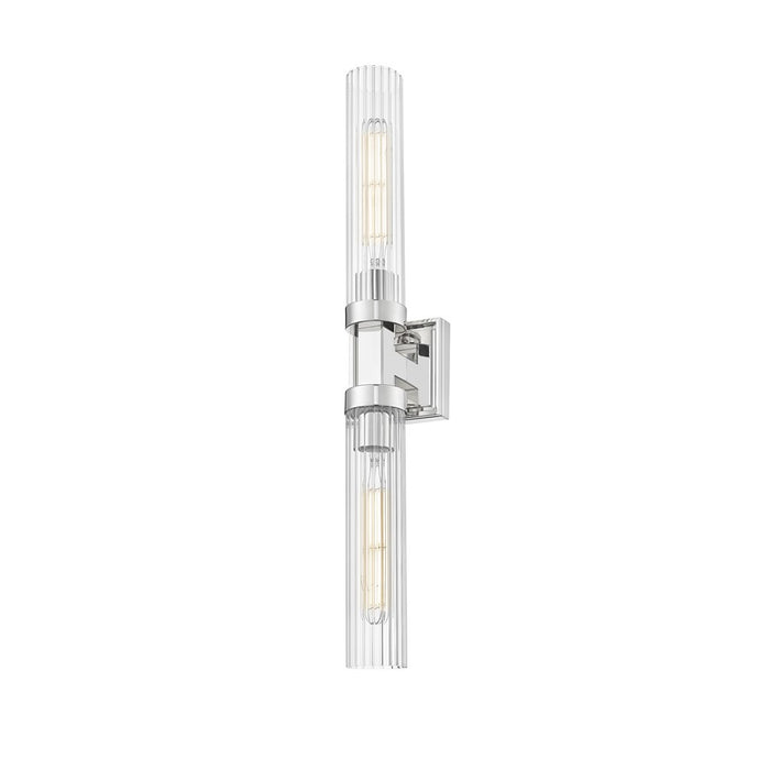 Z-Lite Beau 2 Light 4" Wall Sconce, Polished Nickel/Clear Ribbed