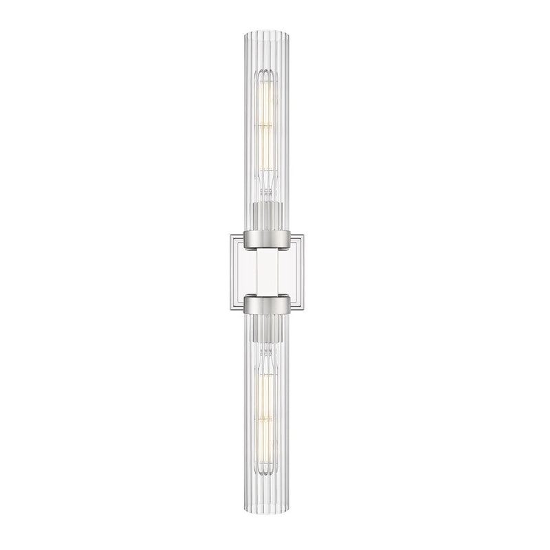 Z-Lite Beau 2 Light 4" Wall Sconce, Polished Nickel/Clear Ribbed