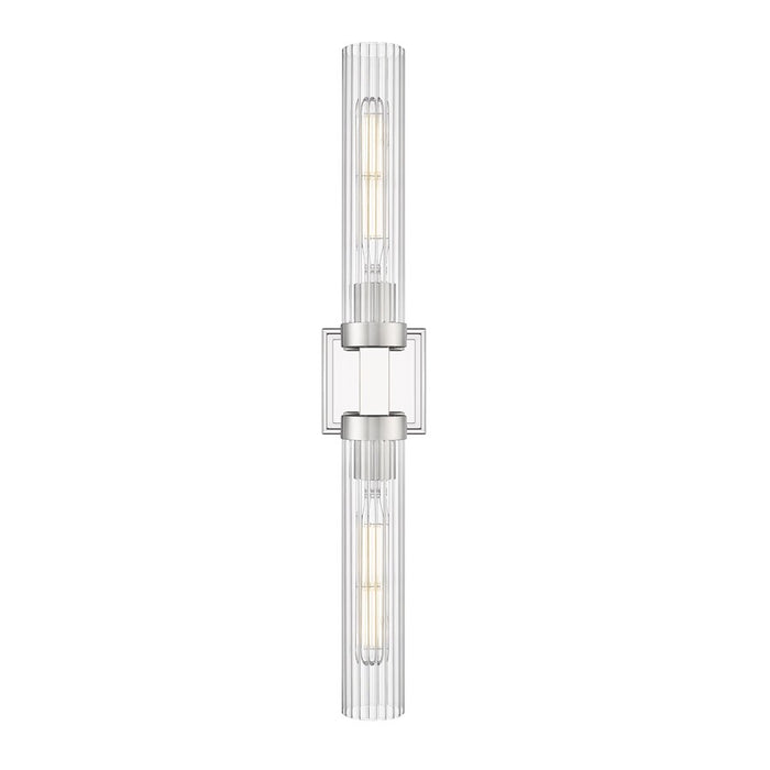 Z-Lite Beau 2 Light 4" Wall Sconce, Polished Nickel/Clear Ribbed