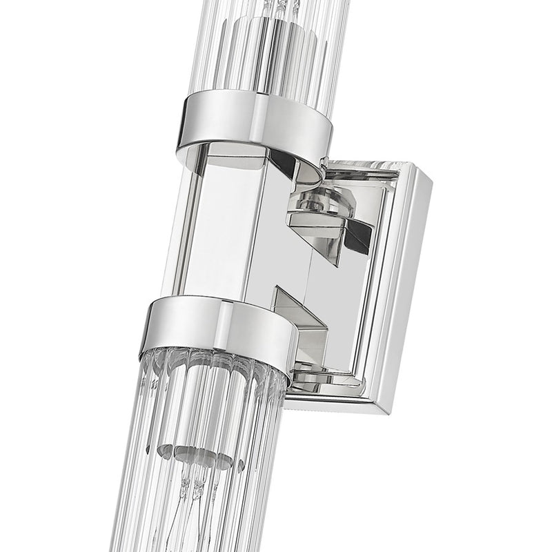 Z-Lite Beau 2 Light 4" Wall Sconce, Polished Nickel/Clear Ribbed