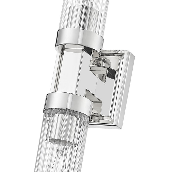 Z-Lite Beau 2 Light 4" Wall Sconce, Polished Nickel/Clear Ribbed