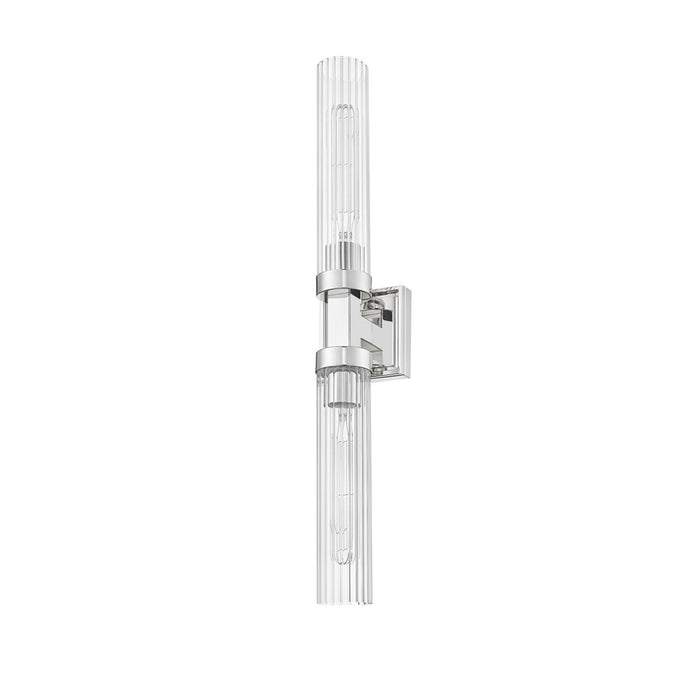 Z-Lite Beau 2 Light 4" Wall Sconce, Polished Nickel/Clear Ribbed
