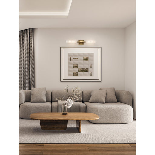 Z-Lite Beau 2 Light 27" Wall Sconce, Rubbed Brass/Clear Ribbed