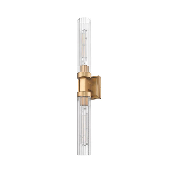 Z-Lite Beau 2 Light 27" Wall Sconce, Rubbed Brass/Clear Ribbed