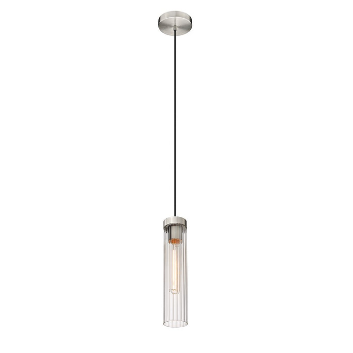 Z-Lite Beau 1 Light Pendant, Brushed Nickel/Clear