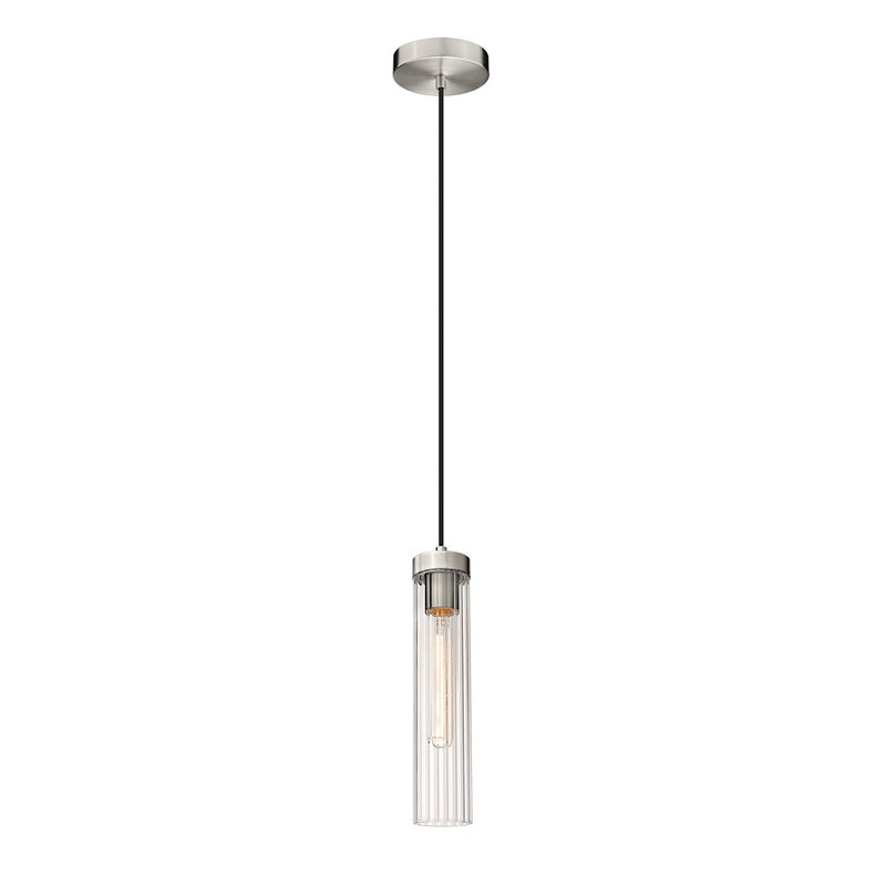 Z-Lite Beau 1 Light Pendant, Brushed Nickel/Clear