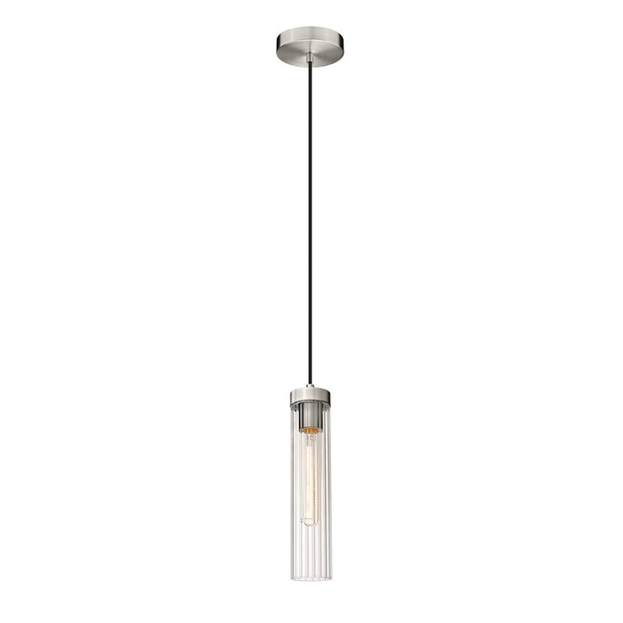 Z-Lite Beau 1 Light Pendant, Brushed Nickel/Clear