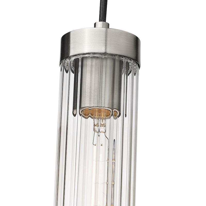 Z-Lite Beau 1 Light Pendant, Brushed Nickel/Clear