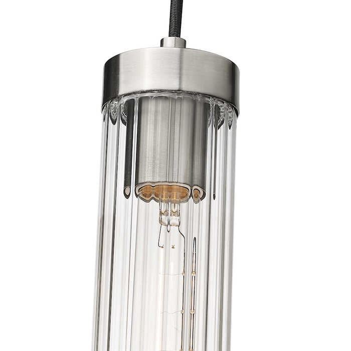 Z-Lite Beau 1 Light Pendant, Brushed Nickel/Clear