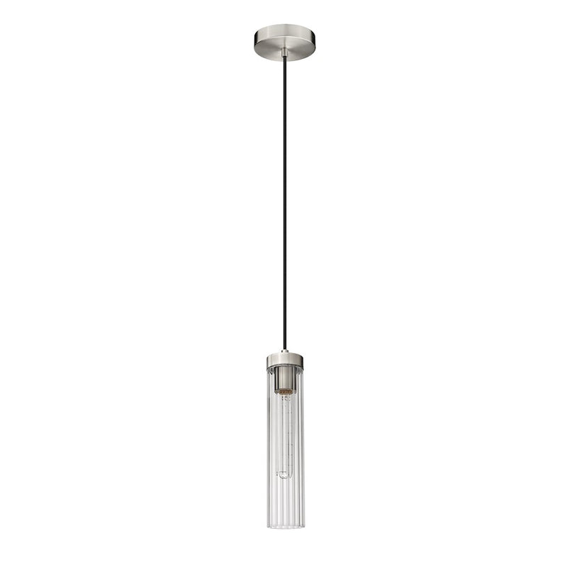 Z-Lite Beau 1 Light Pendant, Brushed Nickel/Clear